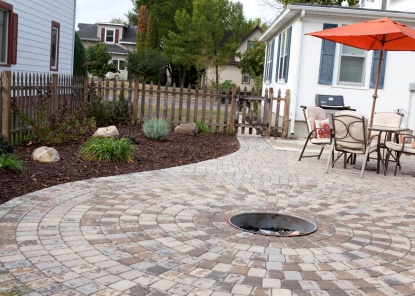 Paver patio with fire pit
